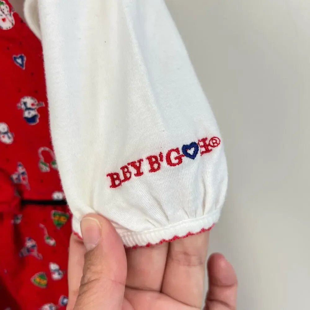 Vintage OshKosh B'gosh Red Snowman Overalls Set 3-6 Months